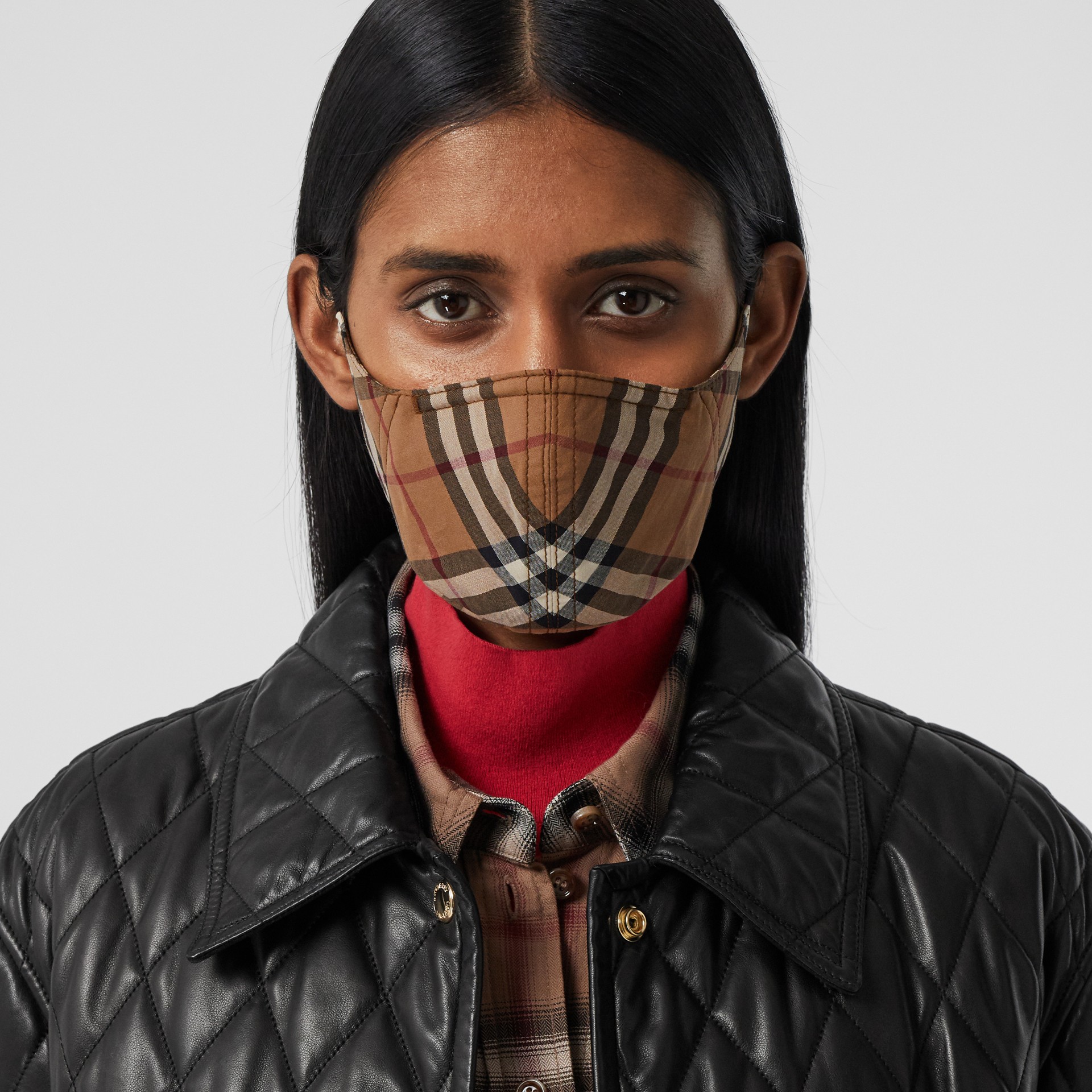 Vintage Check Cotton Face Mask in Birch Brown | Burberry - gallery image 2