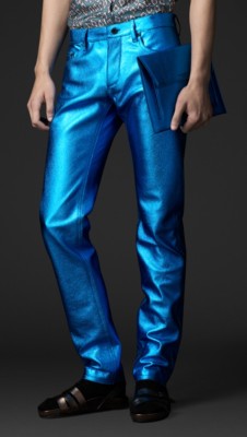 Metallic Leather Jeans