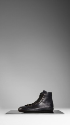 Leather High-Top Trainers