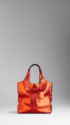 Medium Metallic Leather Shopper