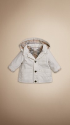 Check-Lined Hooded Cotton Jacket
