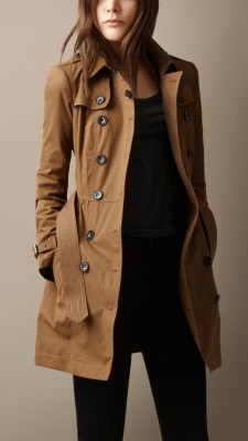 Mid-Length Cotton Satin Trench Coat