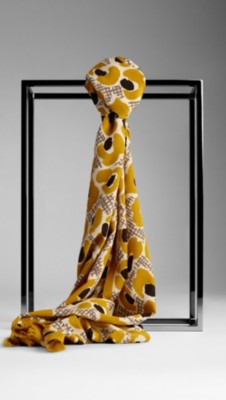 Animal Floral Print Silk Scarf