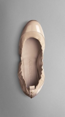 Stud Detail Patent Leather Ballerinas