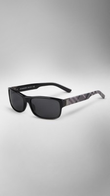 Check Detail Rectangular Sunglasses