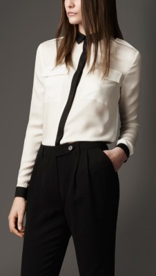 Contrast Trim Silk Shirt