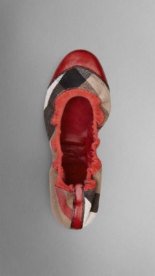 Canvas Check Ballerinas