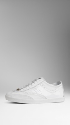 Brogue Detail Patent Leather Trainers