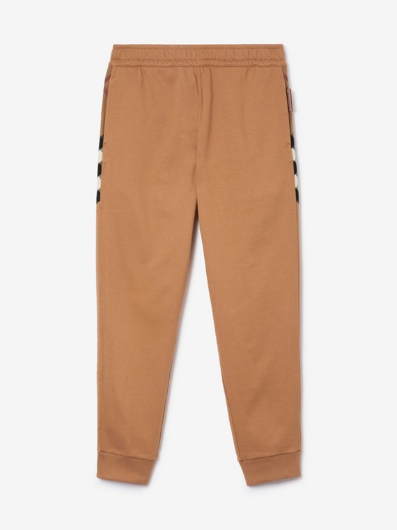 Pantalones de jogging en algodón con paneles a cuadros (Cámel)