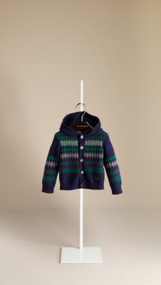 Fair Isle Cashmere Cotton Hooded Cardigan