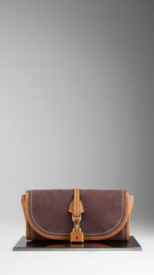 Lock Detail Nubuck Clutch Bag