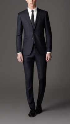 Modern Fit Windowpane Check Virgin Wool Suit