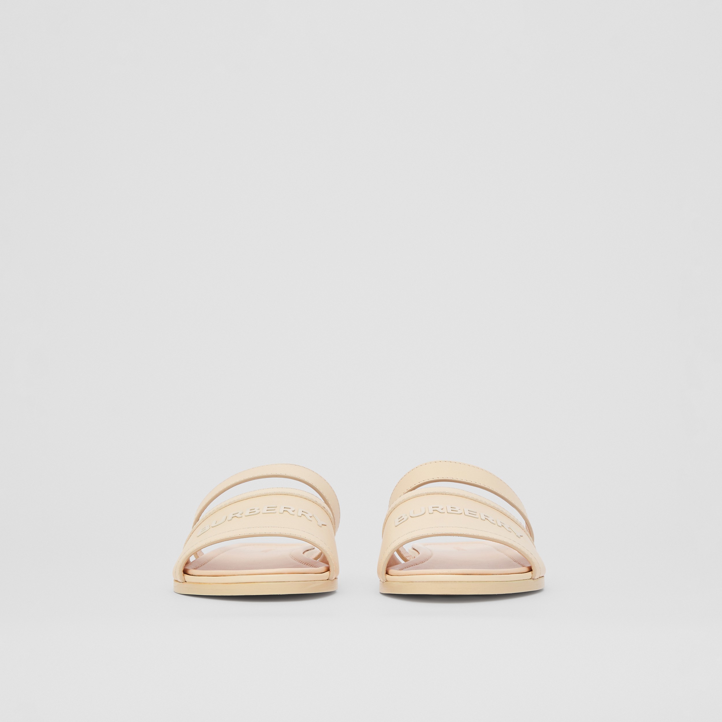 Logo Print Leather Sandals in Pale Peach - Women | Burberry® Official - 4
