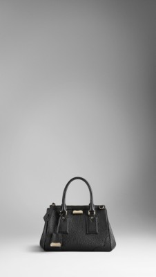 Bolso tote pequeño en cuero granulado tradicional