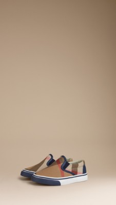 Check Canvas Slip-On Trainers