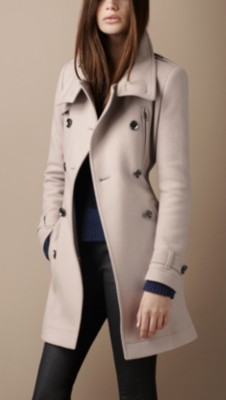Funnel Neck Wool Coat