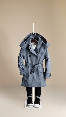 Cotton Twill Hooded Trench Coat