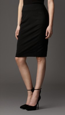 Tailored Wool Blend Pencil Skirt