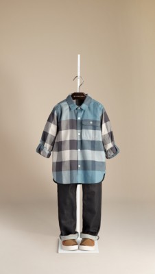 Roll-Sleeve Check Cotton Shirt