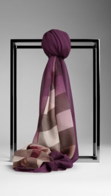 Check Ombre Silk Scarf