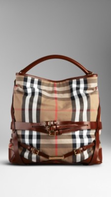 Large Bridle House Check Hobo Bag