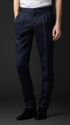 Linen Wool Silk Tailored Trousers