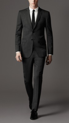 Modern Fit Virgin Wool Herringbone Suit