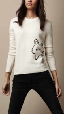Fox Detail Wool Cashmere Sweater