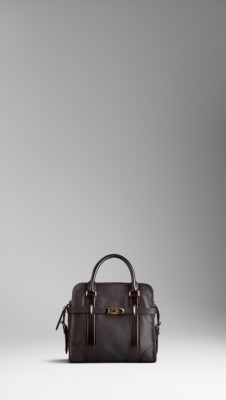Medium Grainy Leather Portrait Tote Bag
