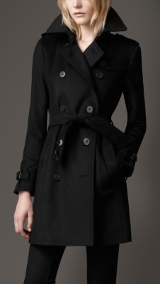 Mid-Length Wool Cashmere Trench Coat