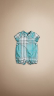Washed Check Cotton Playsuit