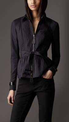 Peplum Detail Ribbed Quilt Jacket