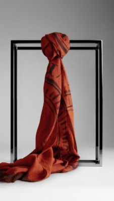Heritage Print Wool Silk Scarf