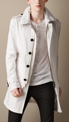 Mid-Length Cotton Twill Trench Coat