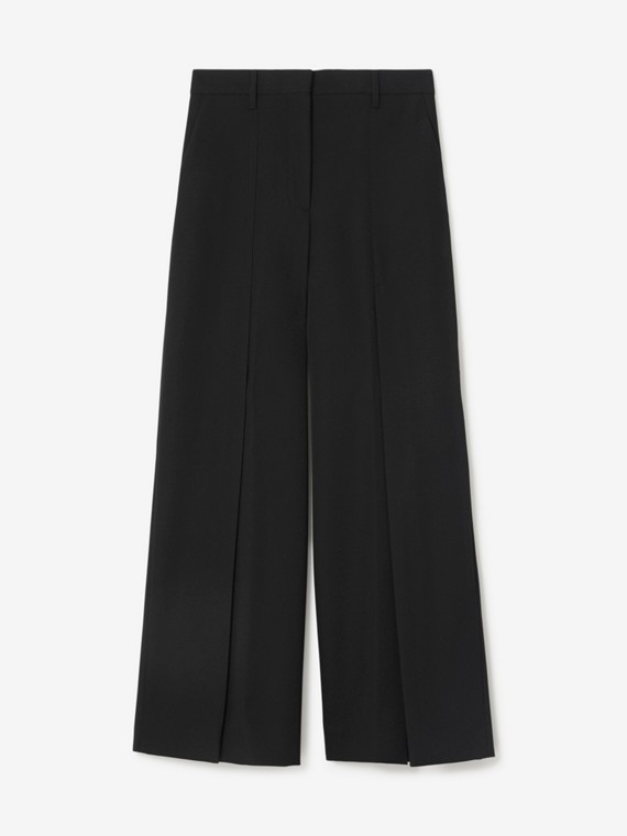 Pantalones anchos en lana grain de poudre (Negro)