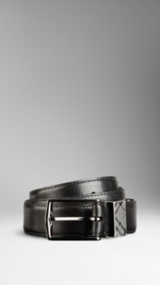 Check Detail Leather Belt