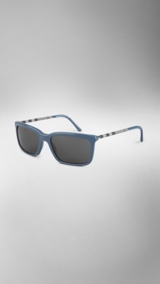 Check Arm Square Frame Sunglasses