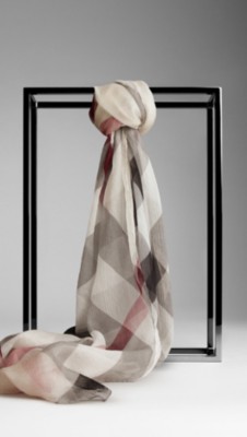 Check Silk Crépon Scarf