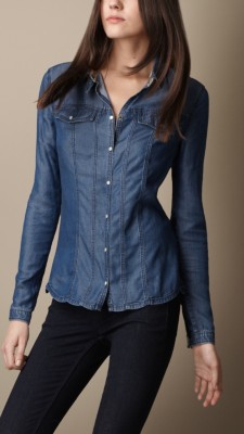 Tab Collar Denim Shirt