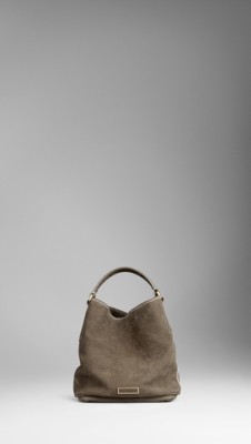 Small Suede Nubuck Leather Hobo Bag