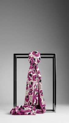 Animal Floral Print Silk Scarf