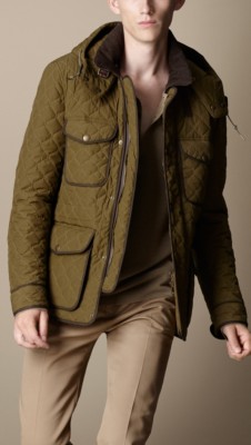 Leather Trim Quilted Field Jacket
