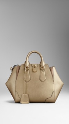 Medium Metallic Leather Tote Bag