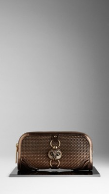 Country Animal Metallic Woven Leather Clutch Bag