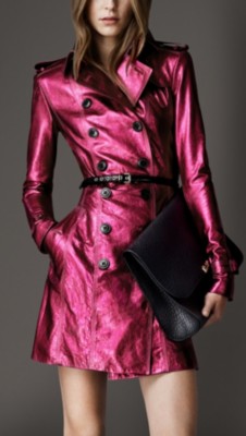 Mid-Length Metallic Leather Trench Coat