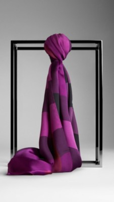 Check Silk Satin Scarf