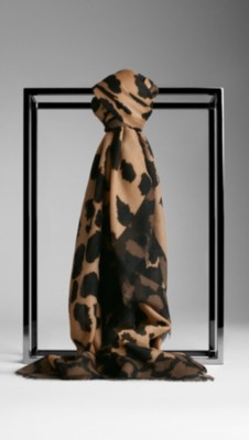 Animal Print Wool Silk Square