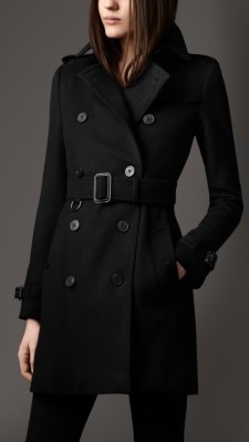 Mid-Length Wool Cashmere Trench Coat