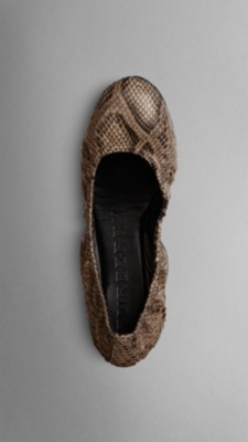 Python Leather Ballerinas