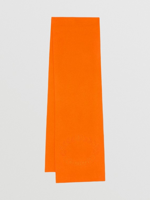 Sciarpa in misto cashmere con stemma con foglie di quercia ricamato (Arancione Intenso)